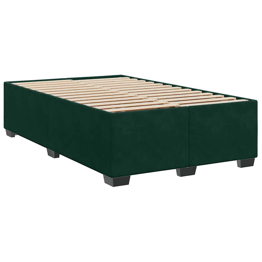 vidaXL Κρεβάτι Boxspring με Στρώμα Σκούρο Πράσινο 120x200εκ. Βελούδινο