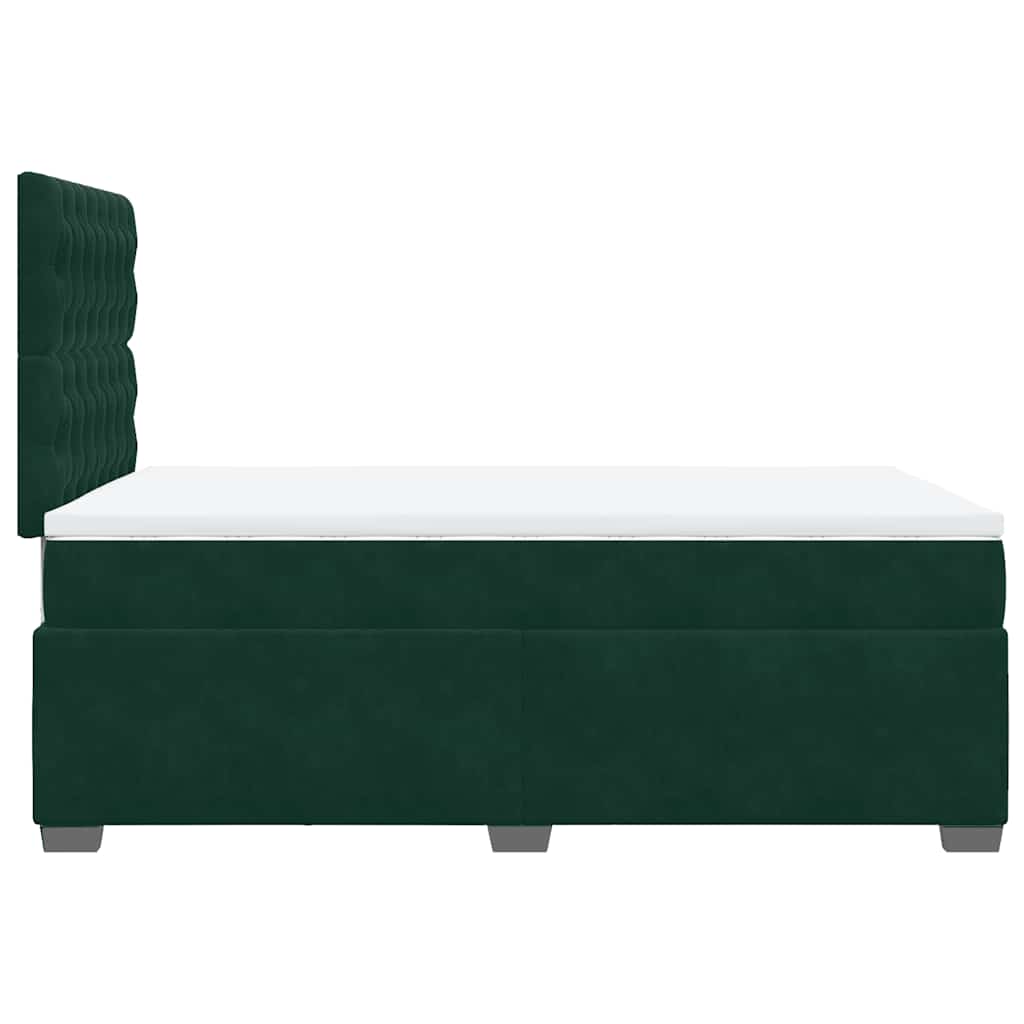 vidaXL Κρεβάτι Boxspring με Στρώμα Σκούρο Πράσινο 120x200εκ. Βελούδινο