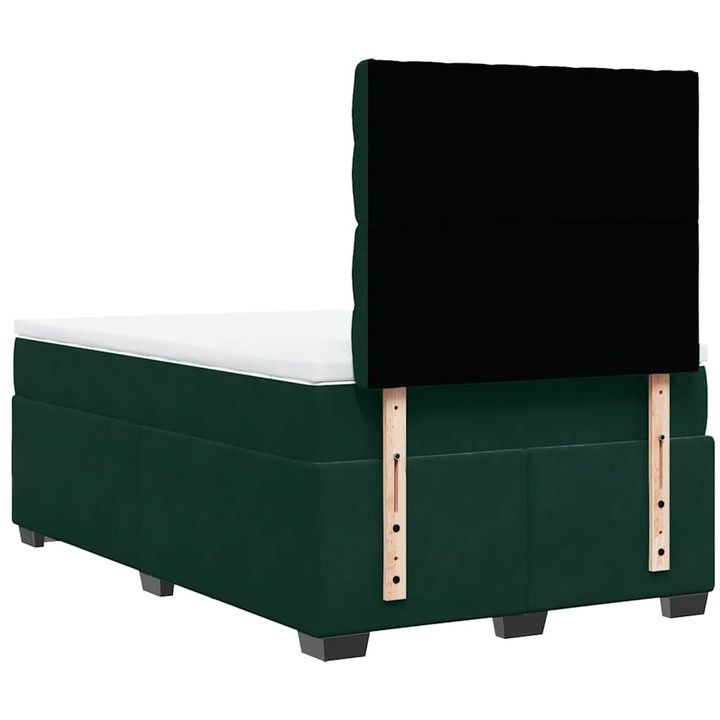 vidaXL Κρεβάτι Boxspring με Στρώμα Σκούρο Πράσινο 120x200εκ. Βελούδινο