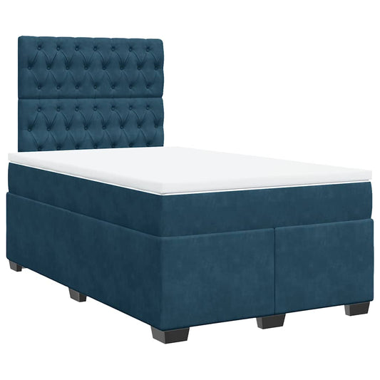 vidaXL Κρεβάτι Boxspring με Στρώμα Μπλε 120x200 εκ. Βελούδινο