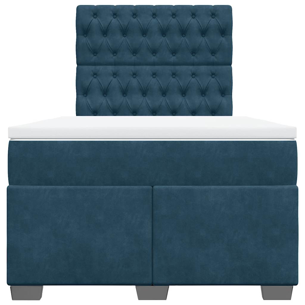 vidaXL Κρεβάτι Boxspring με Στρώμα Μπλε 120x200 εκ. Βελούδινο