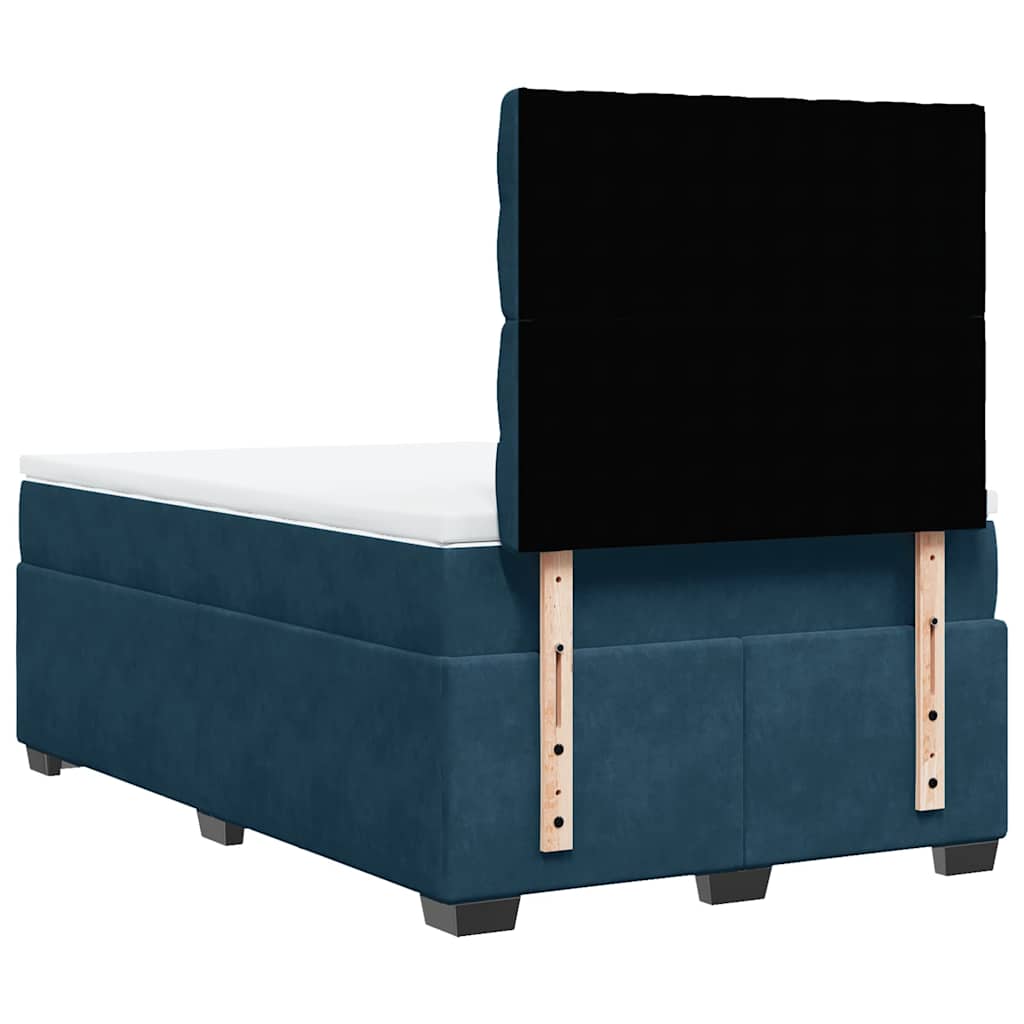 vidaXL Κρεβάτι Boxspring με Στρώμα Μπλε 120x200 εκ. Βελούδινο