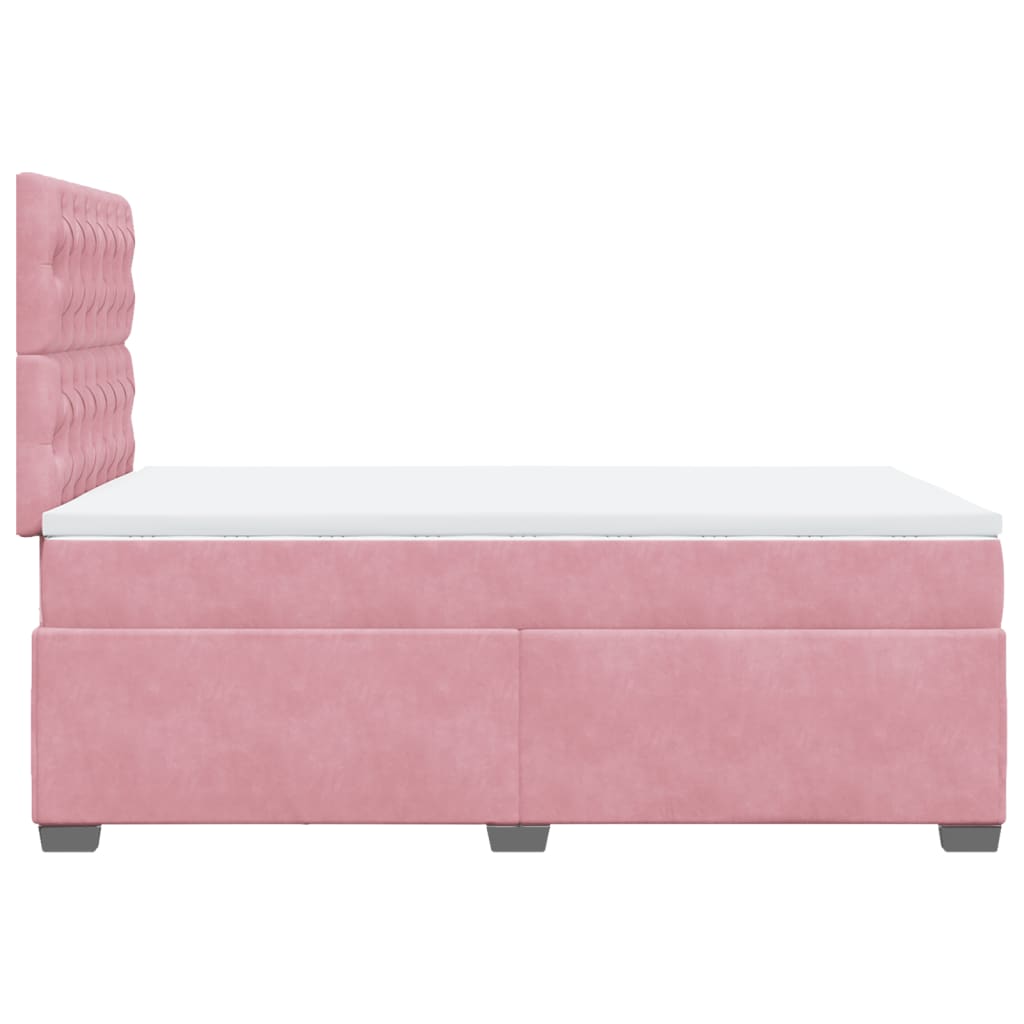 vidaXL Κρεβάτι Boxspring με Στρώμα Ροζ 120x200 εκ. Βελούδινο