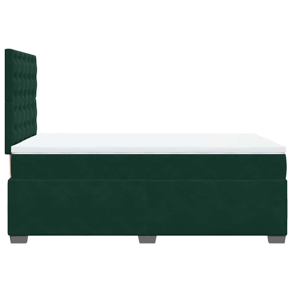 vidaXL Κρεβάτι Boxspring με Στρώμα Σκούρο Πράσινο 120x200εκ. Βελούδινο