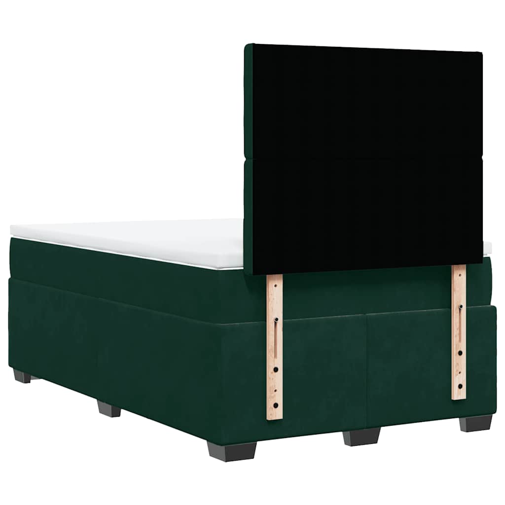 vidaXL Κρεβάτι Boxspring με Στρώμα Σκούρο Πράσινο 120x200εκ. Βελούδινο