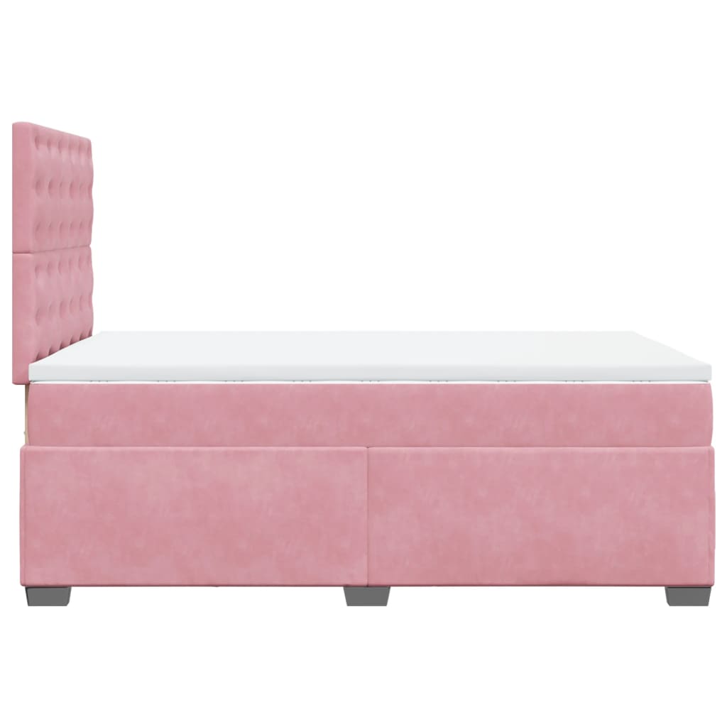 vidaXL Κρεβάτι Boxspring με Στρώμα Ροζ 120x200 εκ. Βελούδινο