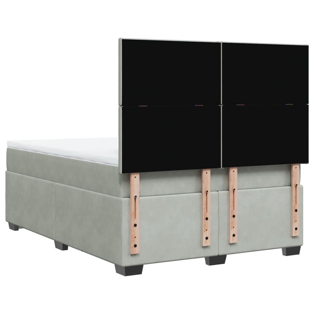 vidaXL Κρεβάτι Boxspring με Στρώμα Ανοιχτό Γκρι 140x190 εκ. Βελούδινο