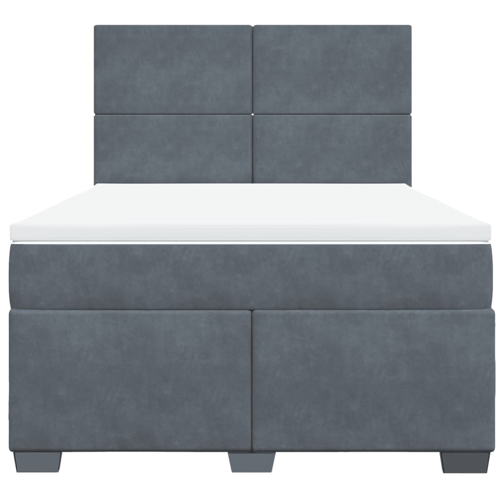 vidaXL Κρεβάτι Boxspring με Στρώμα Σκούρο Γκρι 140x190 εκ. Βελούδινο