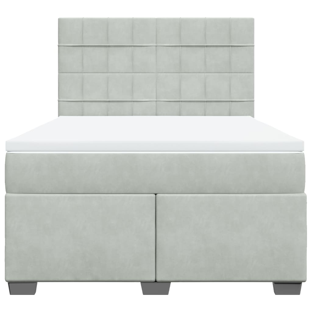 vidaXL Κρεβάτι Boxspring με Στρώμα Ανοιχτό Γκρι 140x190 εκ. Βελούδινο