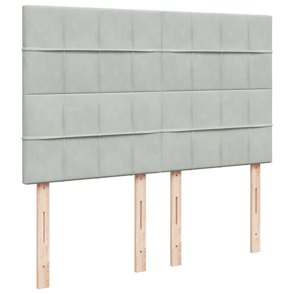 vidaXL Κρεβάτι Boxspring με Στρώμα Ανοιχτό Γκρι 140x190 εκ. Βελούδινο