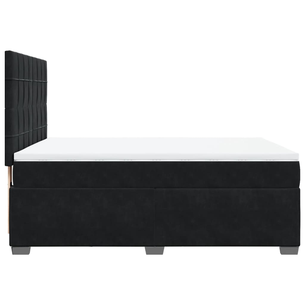 vidaXL Κρεβάτι Boxspring με Στρώμα Μαύρο 140x190 εκ. Βελούδινο