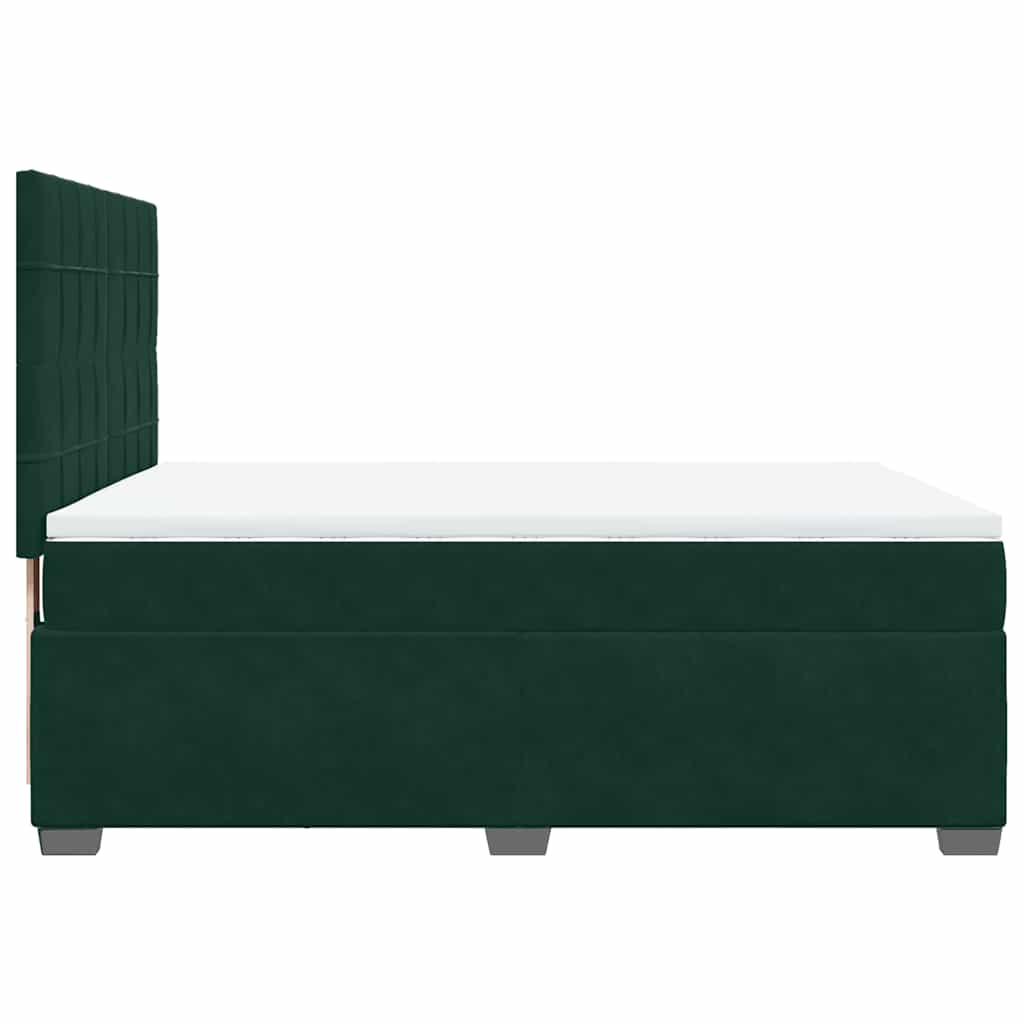 vidaXL Κρεβάτι Boxspring με Στρώμα Σκούρο Πράσινο 140x190εκ. Βελούδινο
