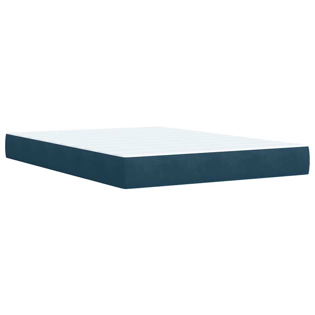 vidaXL Κρεβάτι Boxspring με Στρώμα Μπλε 140x190 εκ. Βελούδινο