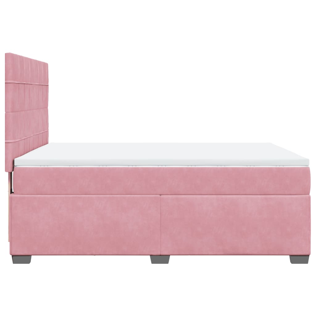vidaXL Κρεβάτι Boxspring με Στρώμα Ροζ 140x190 εκ. Βελούδινο