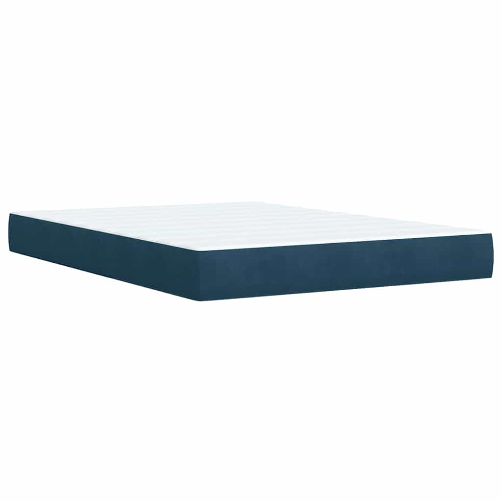 vidaXL Κρεβάτι Boxspring με Στρώμα Μπλε 140x190 εκ. Βελούδινο