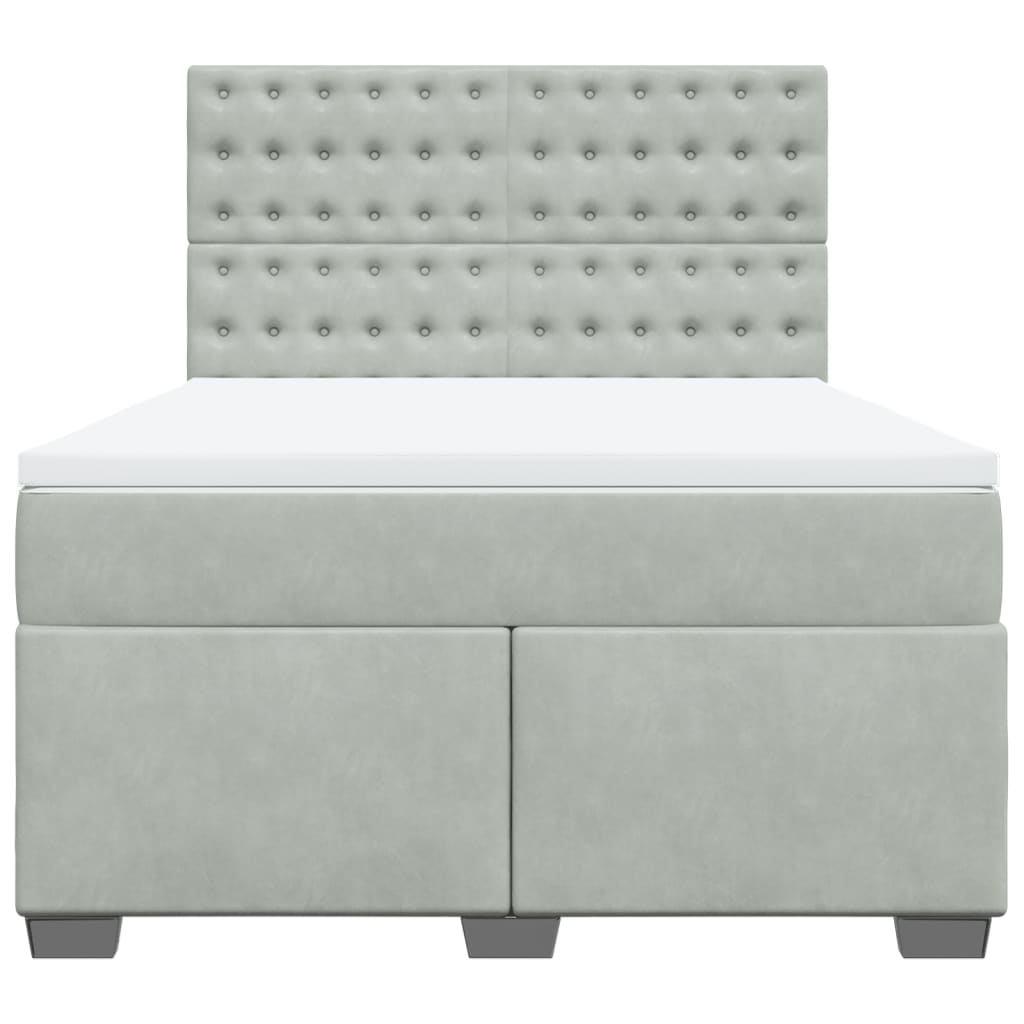 vidaXL Κρεβάτι Boxspring με Στρώμα Ανοιχτό Γκρι 140x190 εκ. Βελούδινο