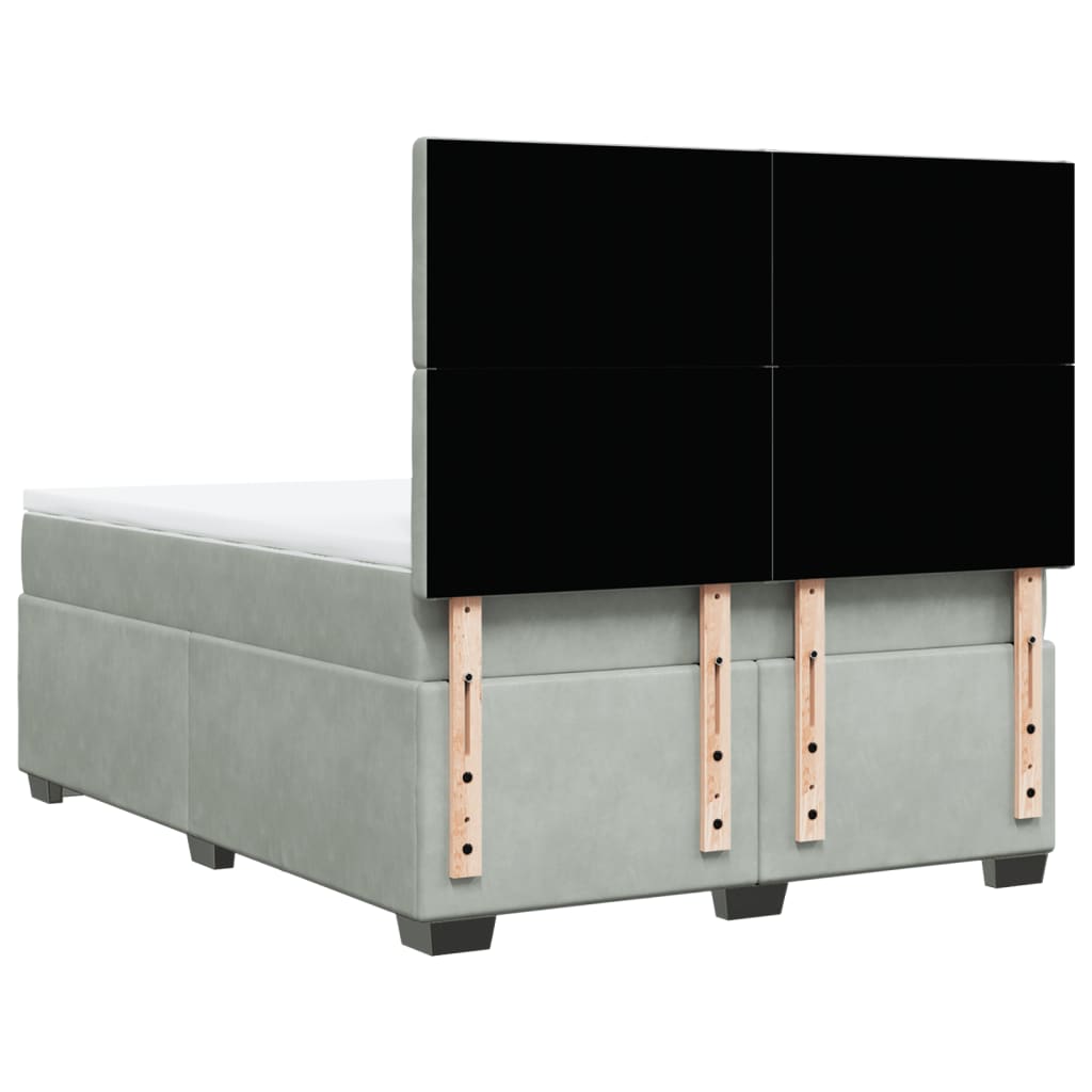 vidaXL Κρεβάτι Boxspring με Στρώμα Ανοιχτό Γκρι 140x190 εκ. Βελούδινο
