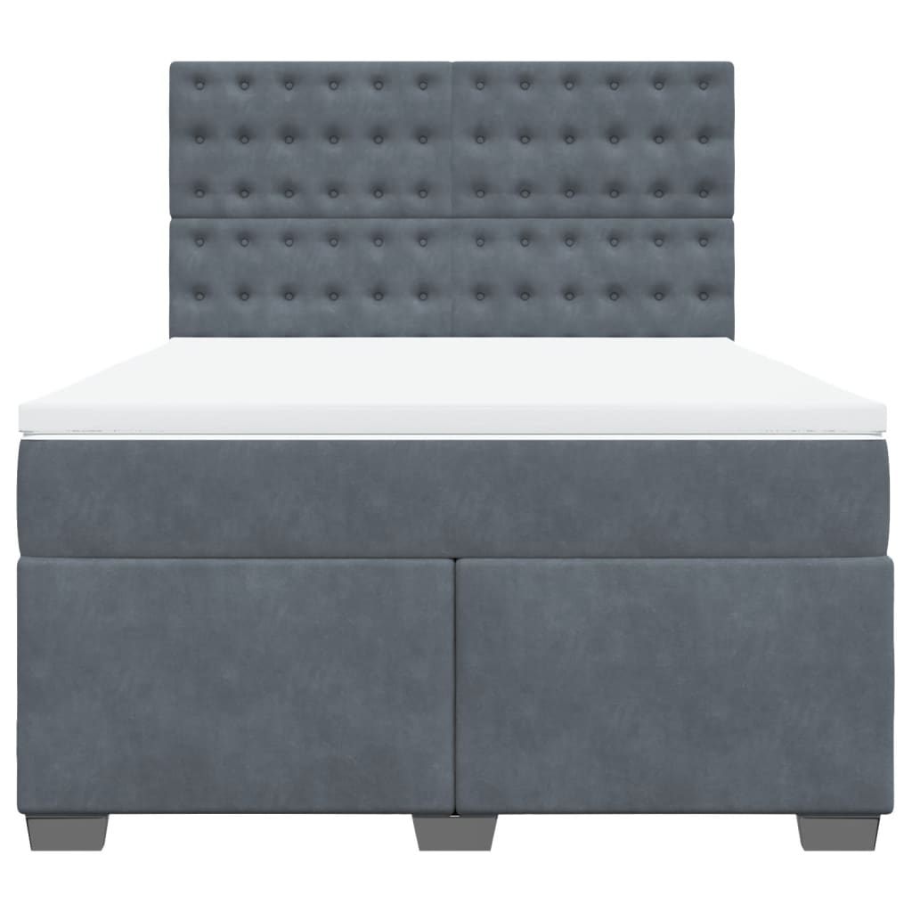vidaXL Κρεβάτι Boxspring με Στρώμα Σκούρο Γκρι 140x190 εκ. Βελούδινο