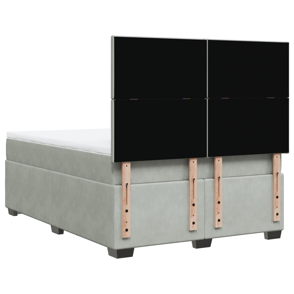 vidaXL Κρεβάτι Boxspring με Στρώμα Ανοιχτό Γκρι 140x200 εκ. Βελούδινο