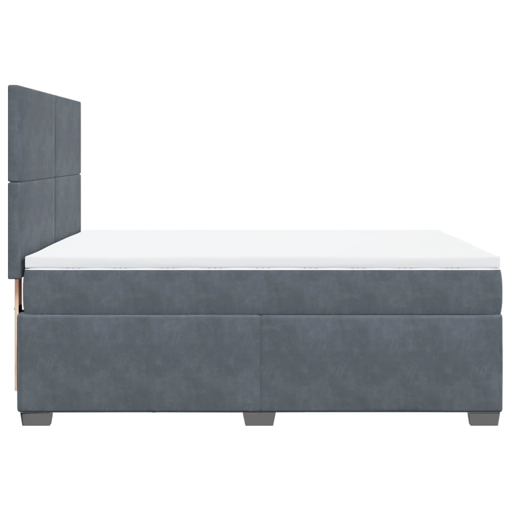 vidaXL Κρεβάτι Boxspring με Στρώμα Σκούρο Γκρι 140x200 εκ. Βελούδινο