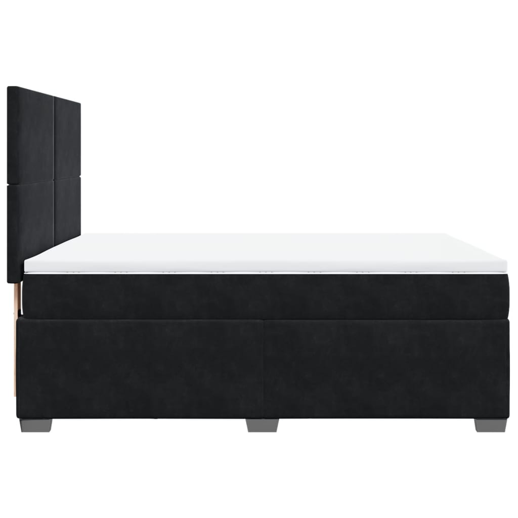 vidaXL Κρεβάτι Boxspring με Στρώμα Μαύρο 140x200 εκ. Βελούδινο