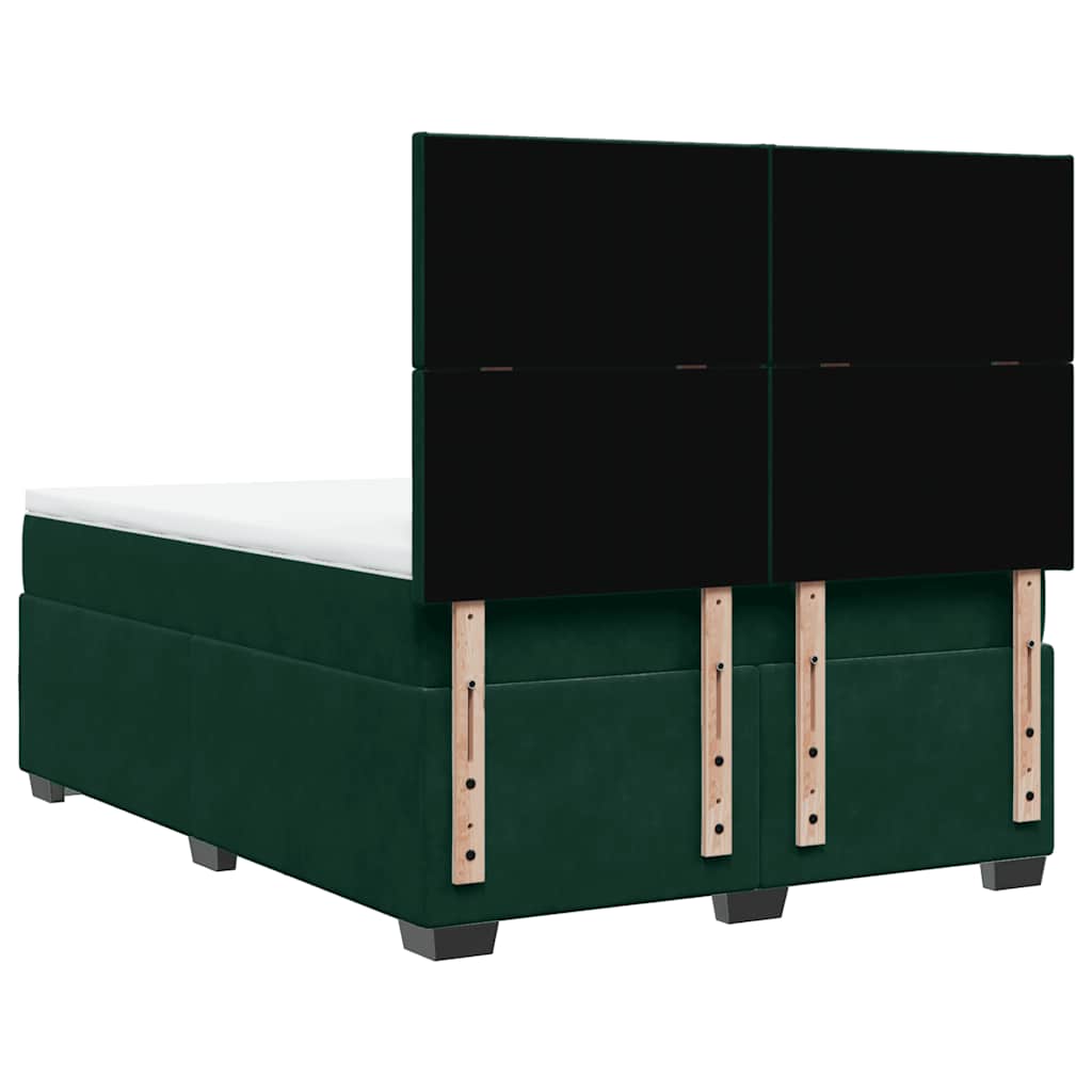 vidaXL Κρεβάτι Boxspring με Στρώμα Σκούρο Πράσινο 140x200εκ. Βελούδινο