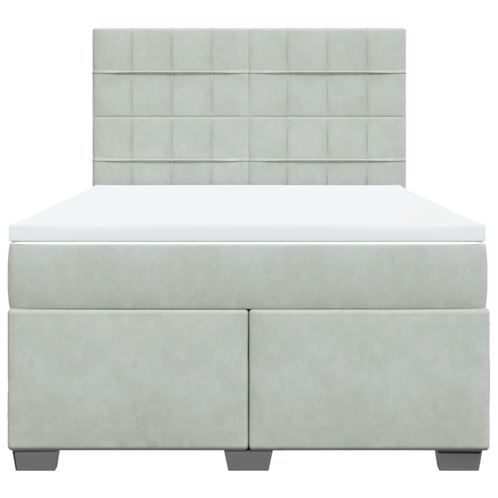 vidaXL Κρεβάτι Boxspring με Στρώμα Ανοιχτό Γκρι 140x200 εκ. Βελούδινο