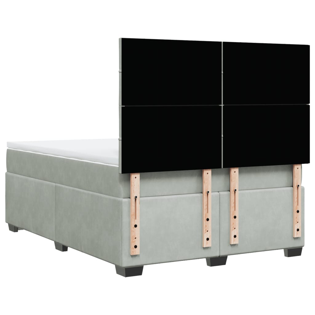vidaXL Κρεβάτι Boxspring με Στρώμα Ανοιχτό Γκρι 140x200 εκ. Βελούδινο