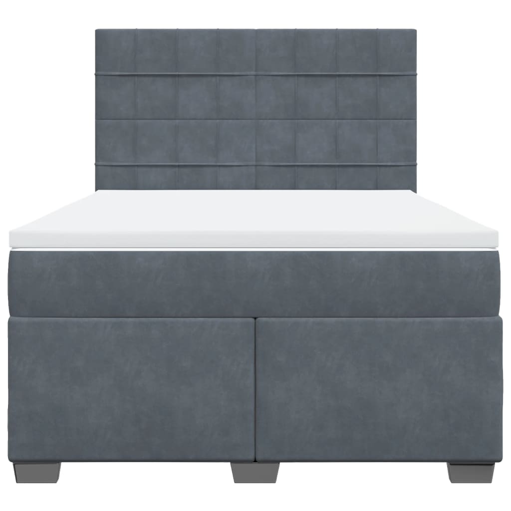 vidaXL Κρεβάτι Boxspring με Στρώμα Σκούρο Γκρι 140x200 εκ. Βελούδινο