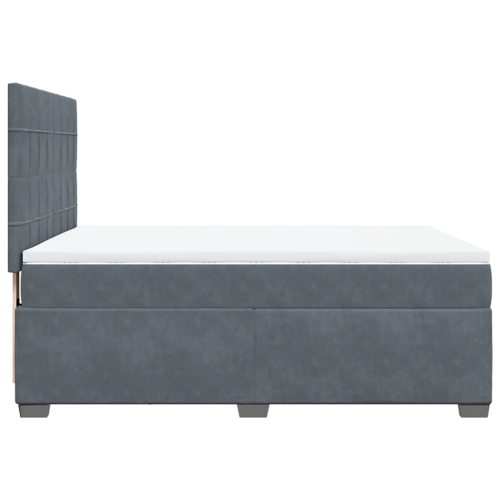 vidaXL Κρεβάτι Boxspring με Στρώμα Σκούρο Γκρι 140x200 εκ. Βελούδινο