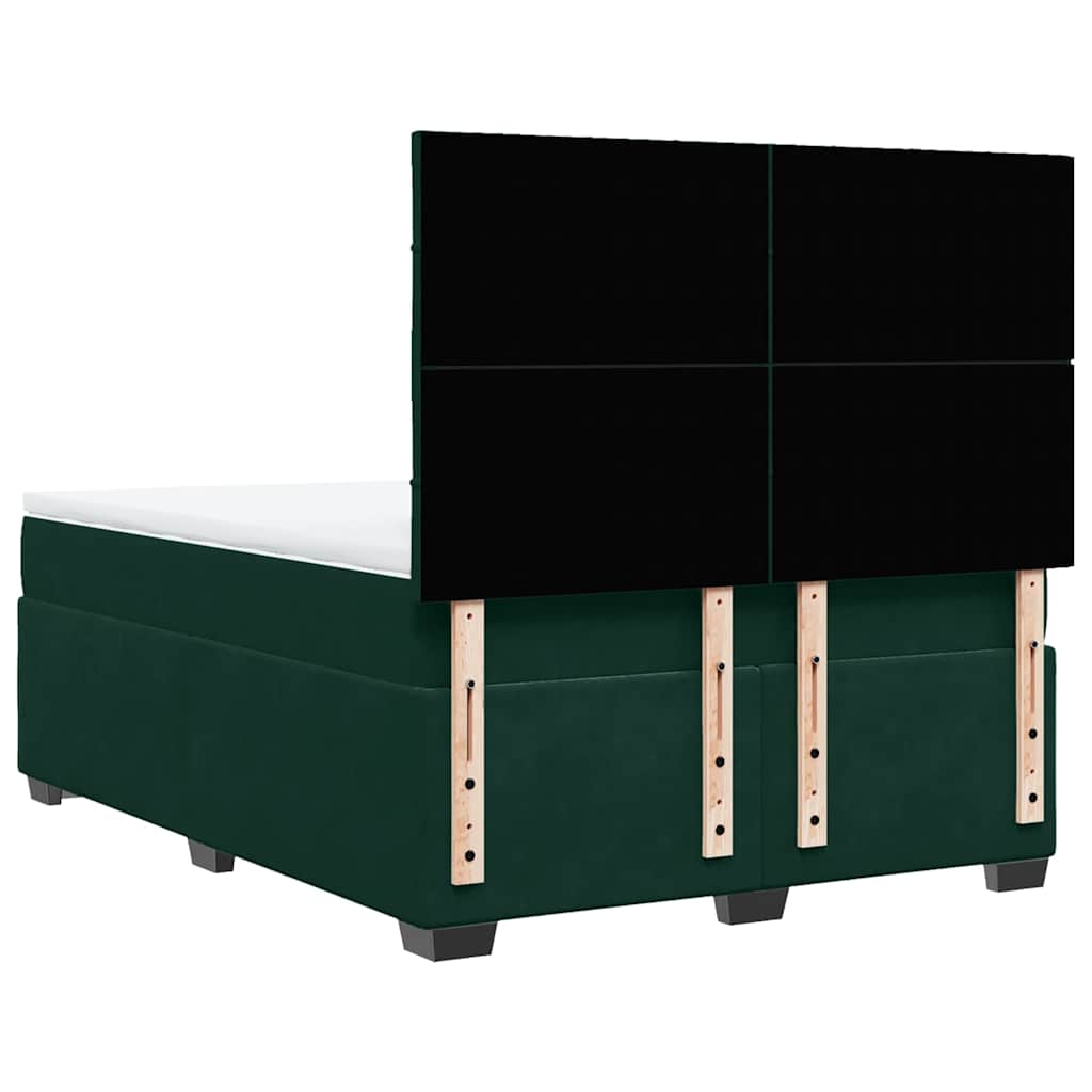 vidaXL Κρεβάτι Boxspring με Στρώμα Σκούρο Πράσινο 140x200εκ. Βελούδινο