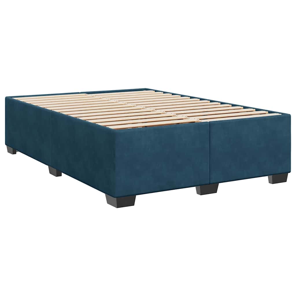 vidaXL Κρεβάτι Boxspring με Στρώμα Μπλε 140x200 εκ. Βελούδινο