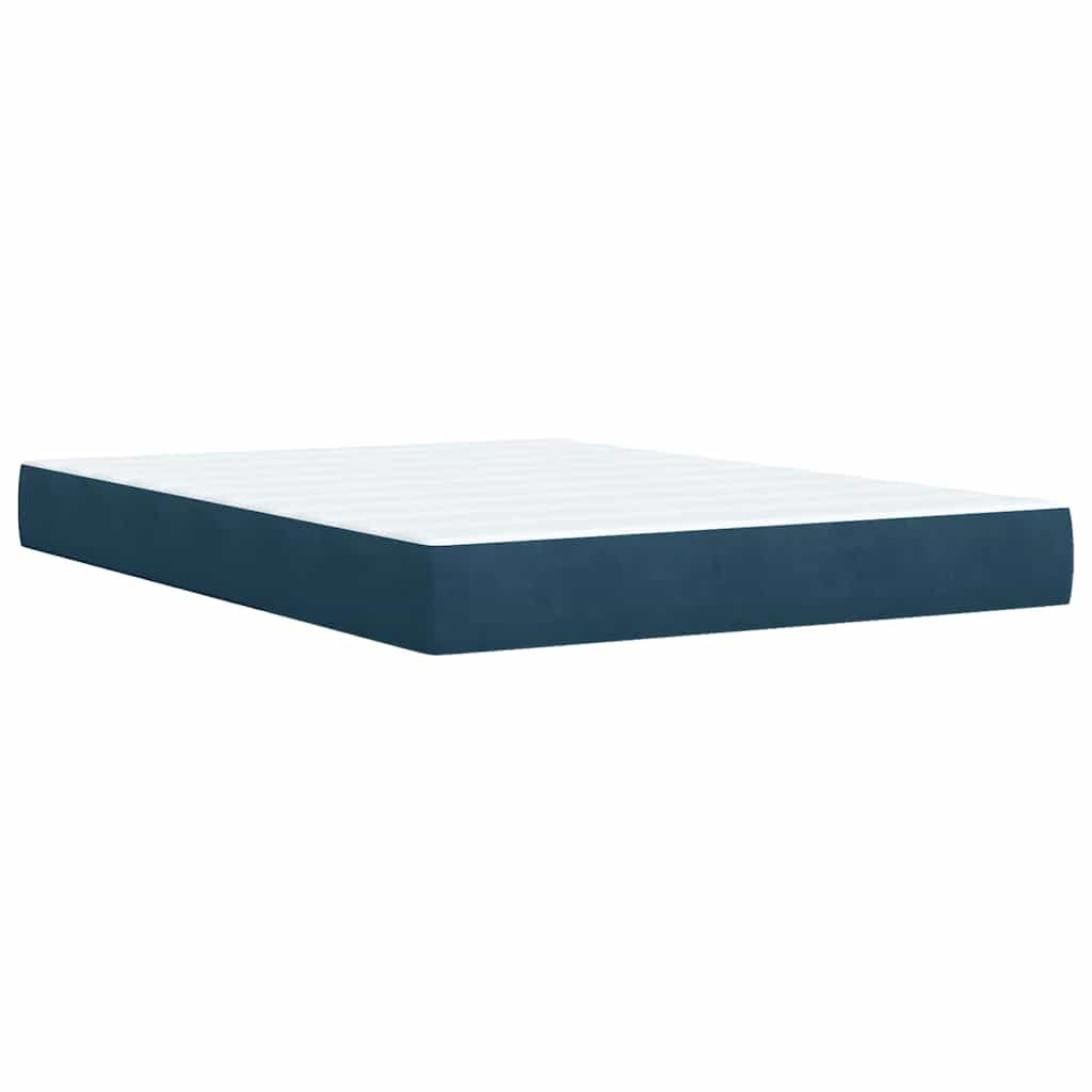 vidaXL Κρεβάτι Boxspring με Στρώμα Μπλε 140x200 εκ. Βελούδινο