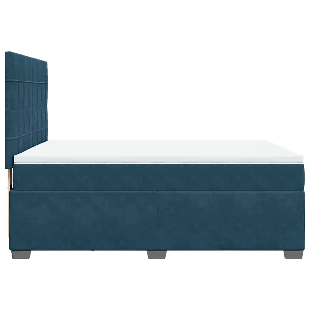 vidaXL Κρεβάτι Boxspring με Στρώμα Μπλε 140x200 εκ. Βελούδινο