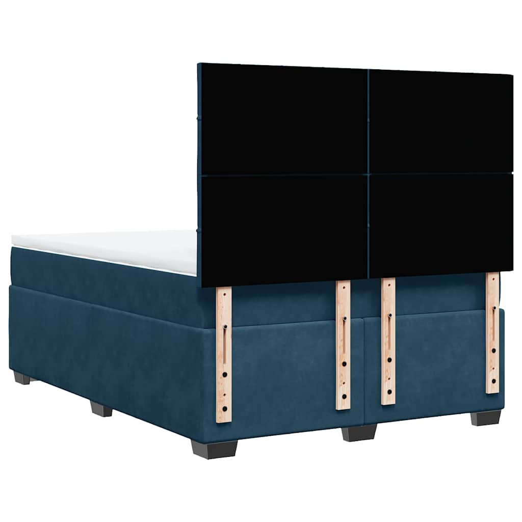 vidaXL Κρεβάτι Boxspring με Στρώμα Μπλε 140x200 εκ. Βελούδινο