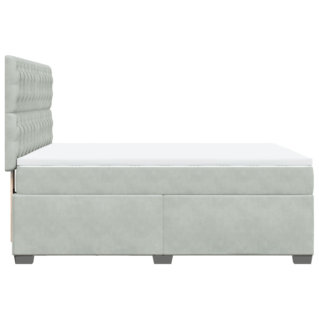 vidaXL Κρεβάτι Boxspring με Στρώμα Ανοιχτό Γκρι 140x200 εκ. Βελούδινο