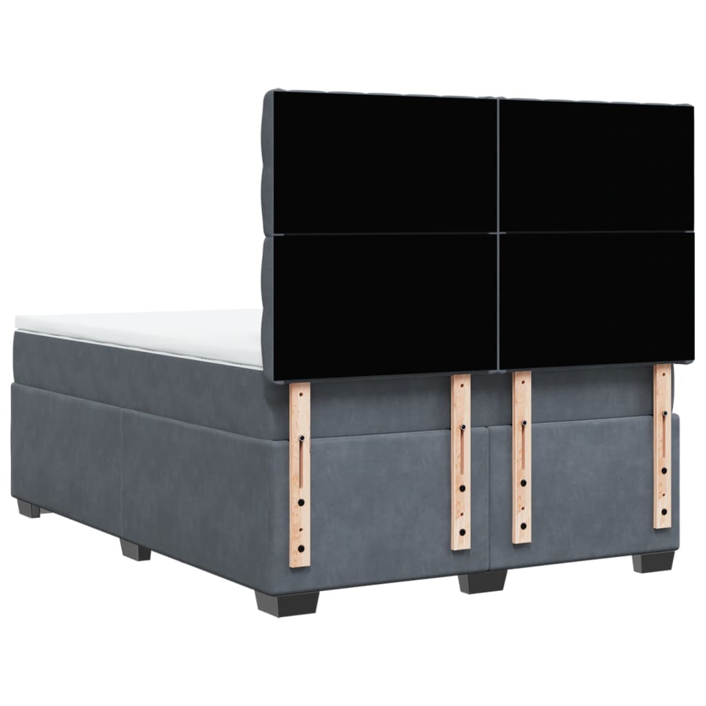 vidaXL Κρεβάτι Boxspring με Στρώμα Σκούρο Γκρι 140x200 εκ. Βελούδινο