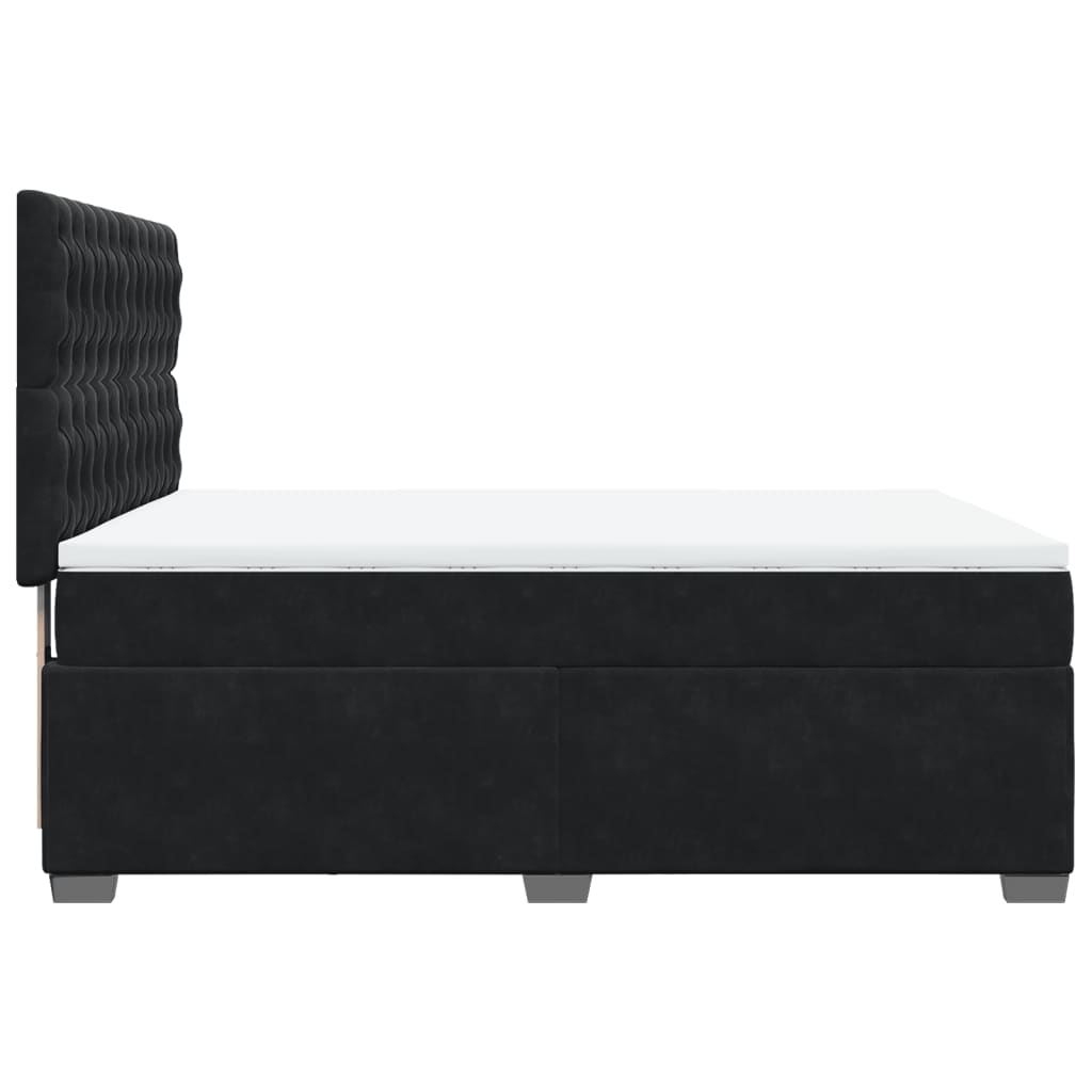 vidaXL Κρεβάτι Boxspring με Στρώμα Μαύρο 140x200 εκ. Βελούδινο