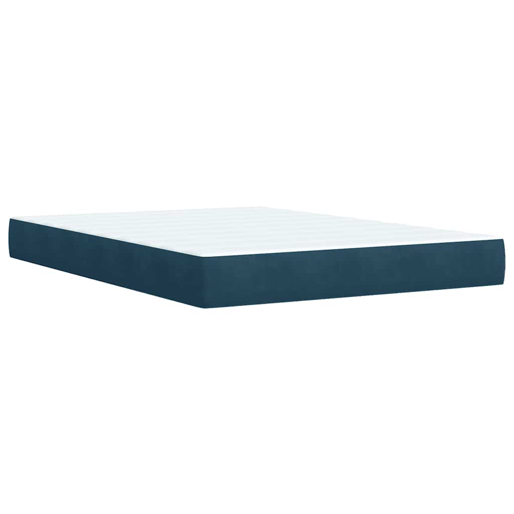 vidaXL Κρεβάτι Boxspring με Στρώμα Μπλε 140x200 εκ. Βελούδινο