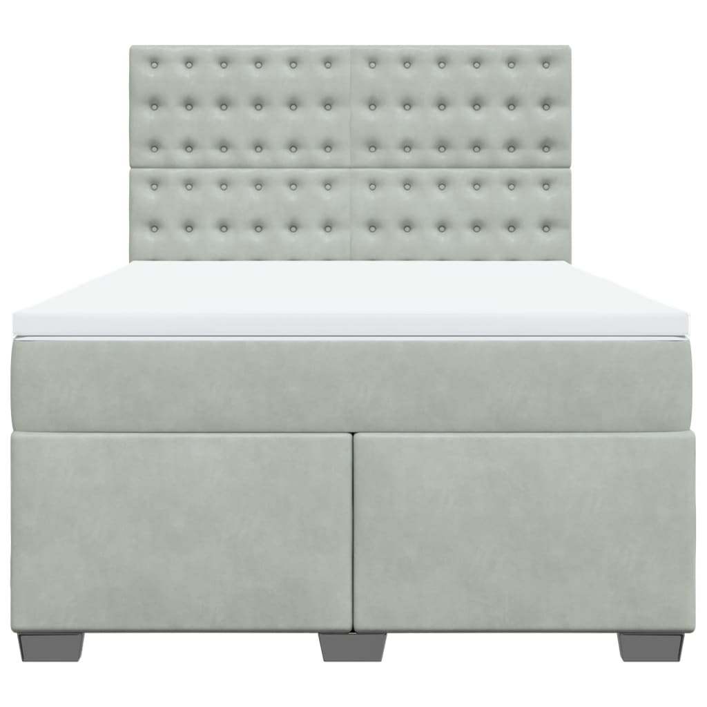 vidaXL Κρεβάτι Boxspring με Στρώμα Ανοιχτό Γκρι 140x200 εκ. Βελούδινο