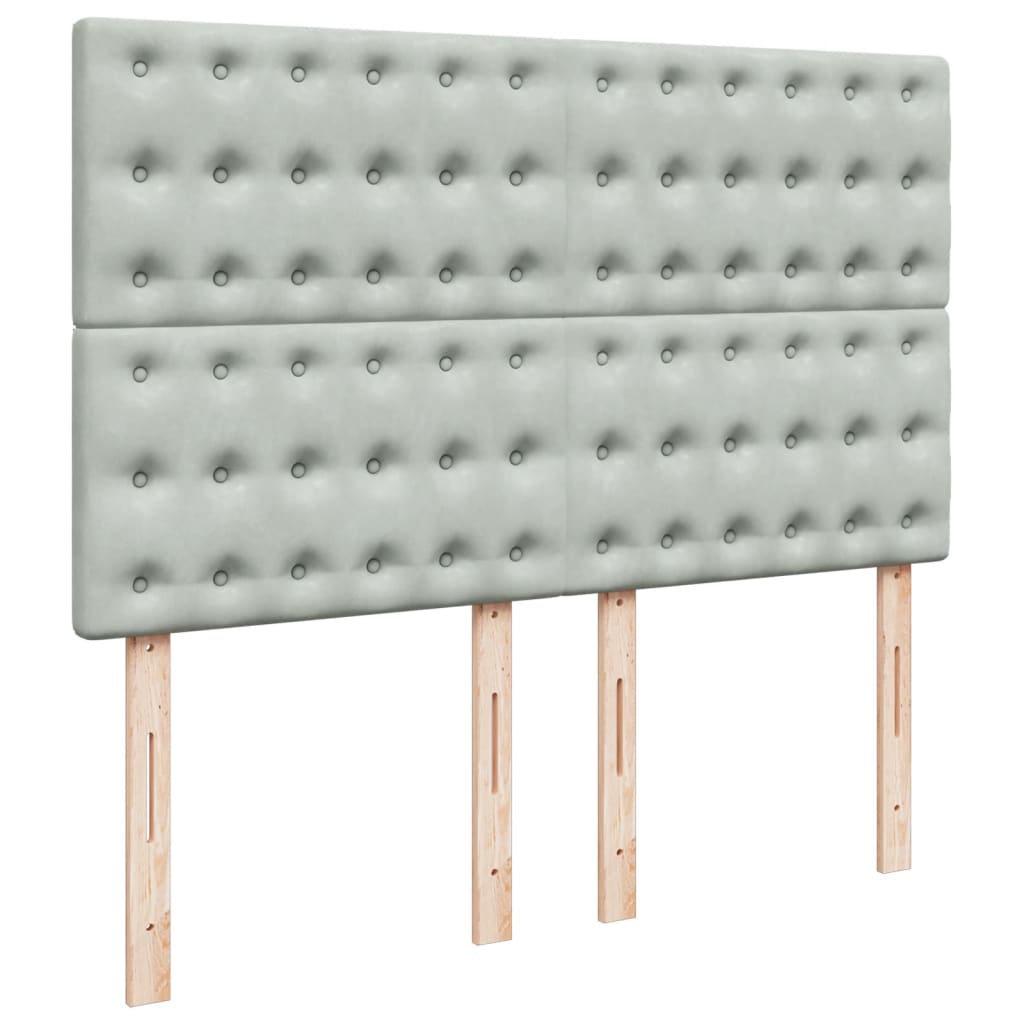 vidaXL Κρεβάτι Boxspring με Στρώμα Ανοιχτό Γκρι 140x200 εκ. Βελούδινο