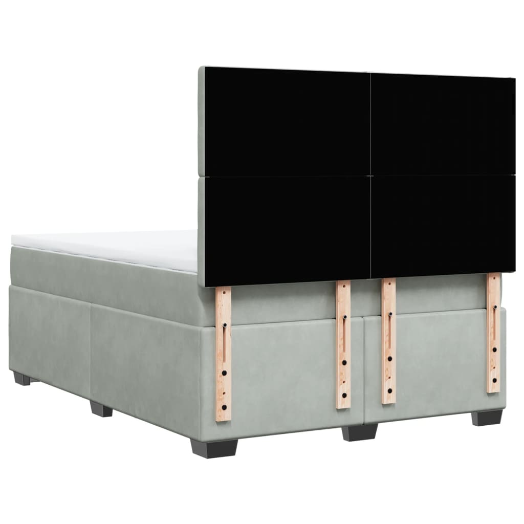 vidaXL Κρεβάτι Boxspring με Στρώμα Ανοιχτό Γκρι 140x200 εκ. Βελούδινο