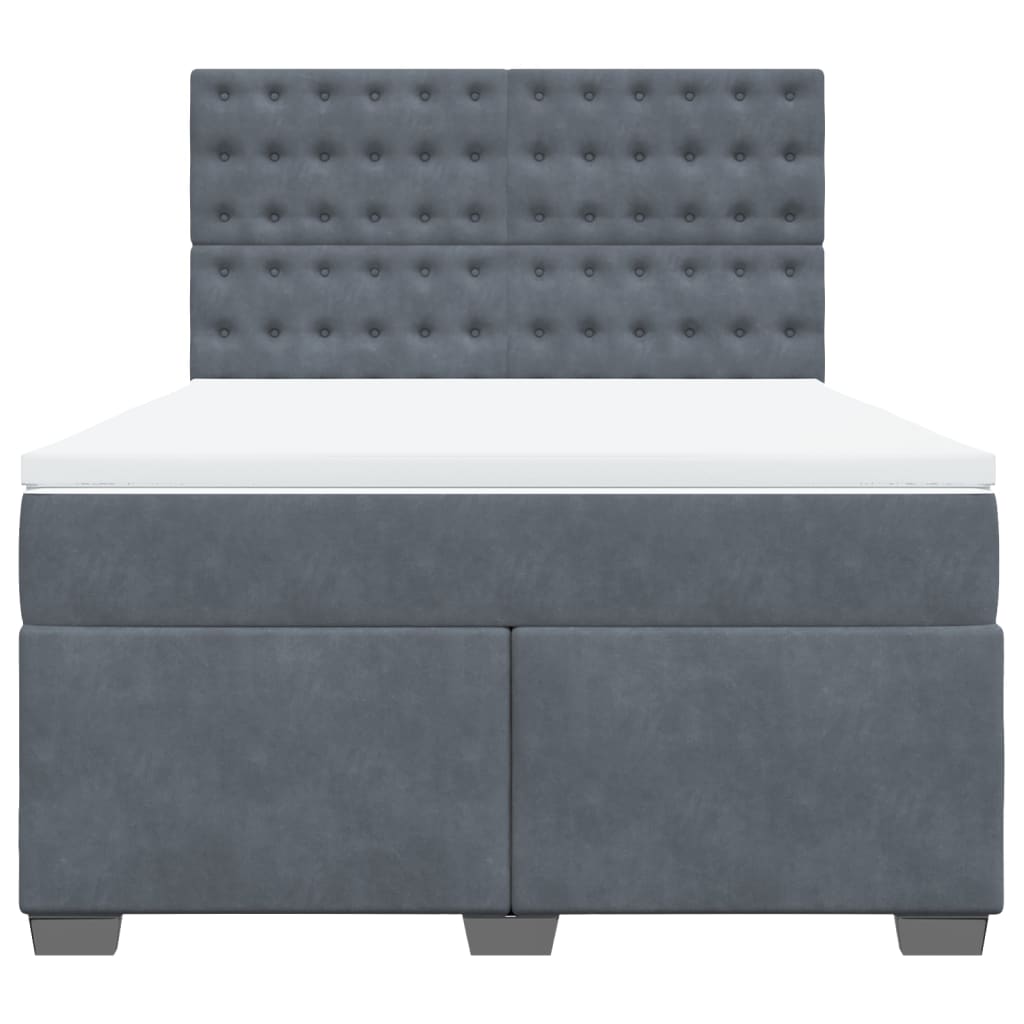 vidaXL Κρεβάτι Boxspring με Στρώμα Σκούρο Γκρι 140x200 εκ. Βελούδινο