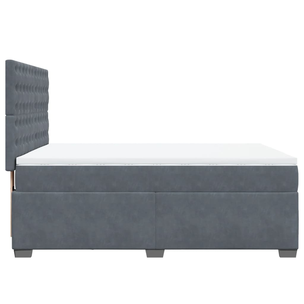 vidaXL Κρεβάτι Boxspring με Στρώμα Σκούρο Γκρι 140x200 εκ. Βελούδινο