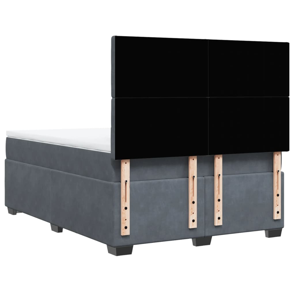 vidaXL Κρεβάτι Boxspring με Στρώμα Σκούρο Γκρι 140x200 εκ. Βελούδινο