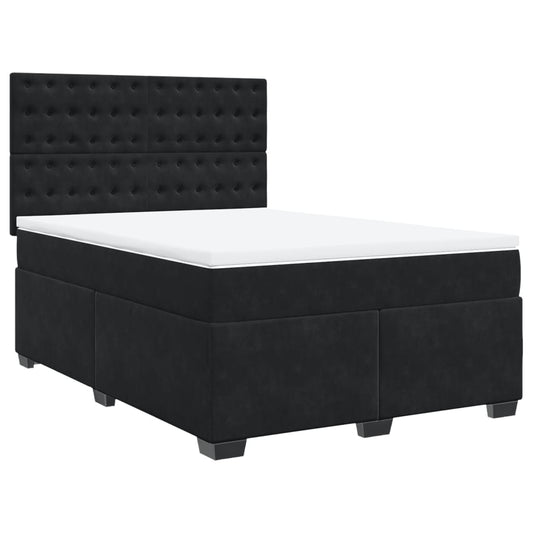 vidaXL Κρεβάτι Boxspring με Στρώμα Μαύρο 140x200 εκ. Βελούδινο