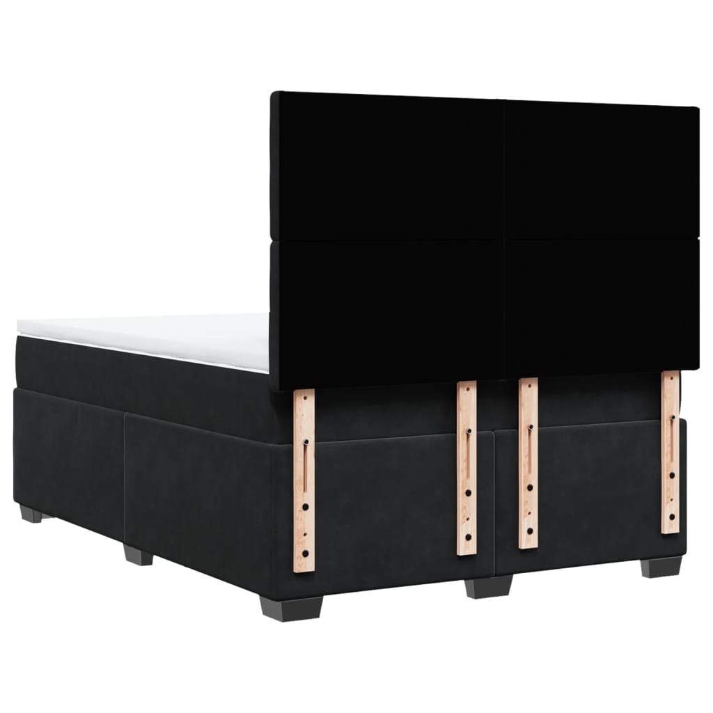 vidaXL Κρεβάτι Boxspring με Στρώμα Μαύρο 140x200 εκ. Βελούδινο