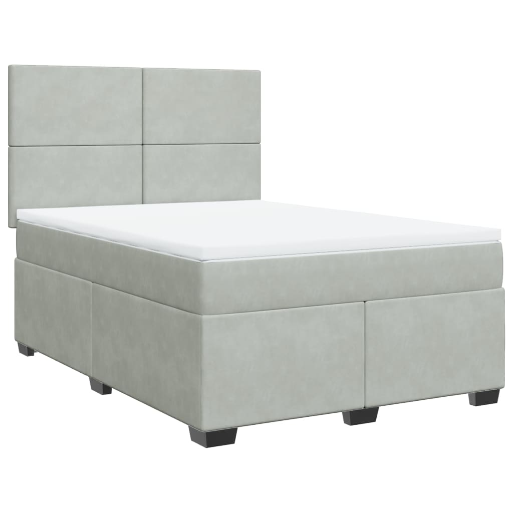 vidaXL Κρεβάτι Boxspring με Στρώμα Ανοιχτό Γκρι 160x200 εκ. Βελούδινο