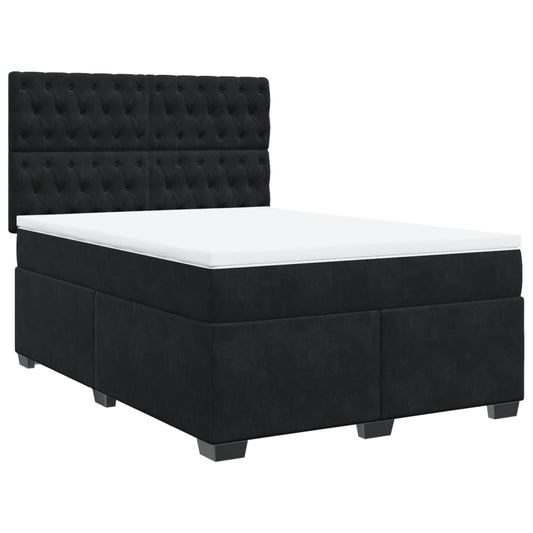 vidaXL Κρεβάτι Boxspring με Στρώμα Μαύρο 160x200 εκ. Βελούδινο