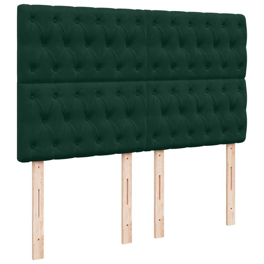 vidaXL Κρεβάτι Boxspring με Στρώμα Σκούρο Πράσινο 160x200εκ. Βελούδινο